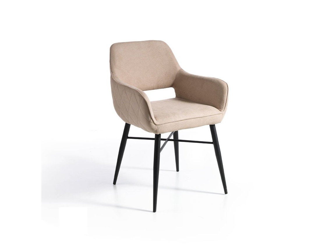 Conjunto de 2 Cadeiras de Jantar Tela Landon MOMMA HOME (Bege - Têxtil -56x48x83 cm)
