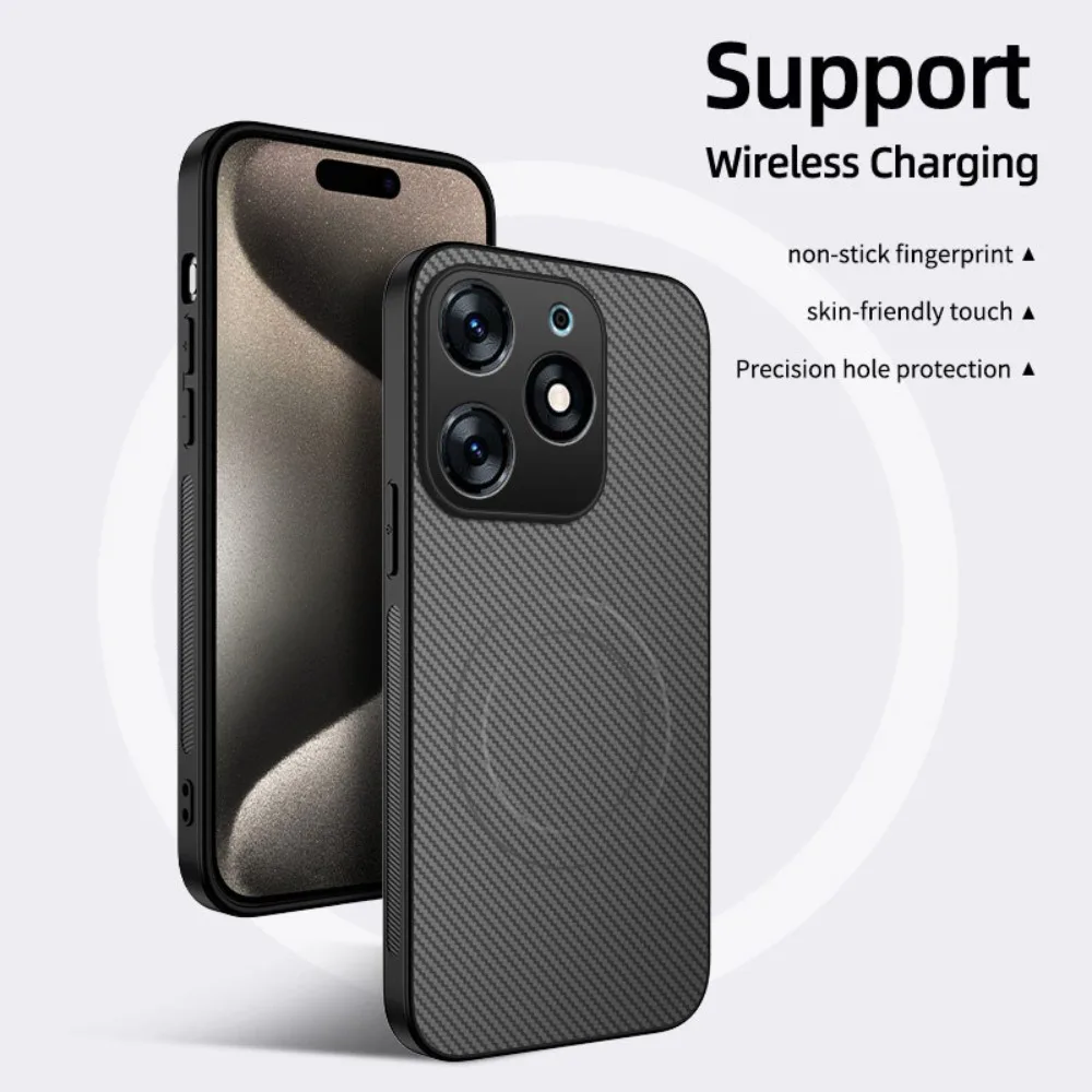 (gris, Redmi Note 14 Pro 4g (global)) Funda Para Teléfono Con Textura De Fibra De Carbono, Compatible Con Carga Inalámbrica Magnética.