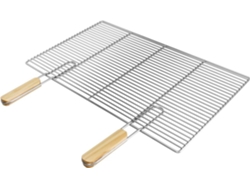Parrilla Barbacoa Ecd Germany 67x40cm Rectángular Acero Inox 2 Mangos Madera Extraíbles