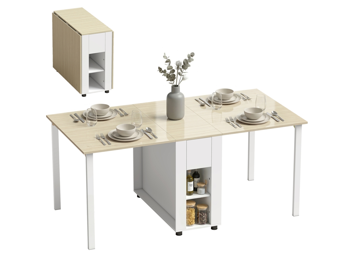Una Mesa Plegable Con Capacidad Para 6 Personas, Con 2 Cajones Y 4 Estantes.