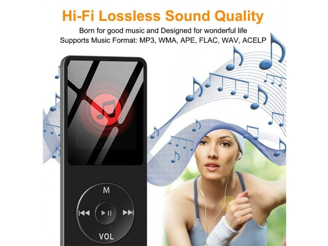 Reproductor MP3 con Bluetooth, radio FM sin pérdidas, grabadora externa portátil, tamaño ideal para estudiantes, color azul rey. Elisefashion