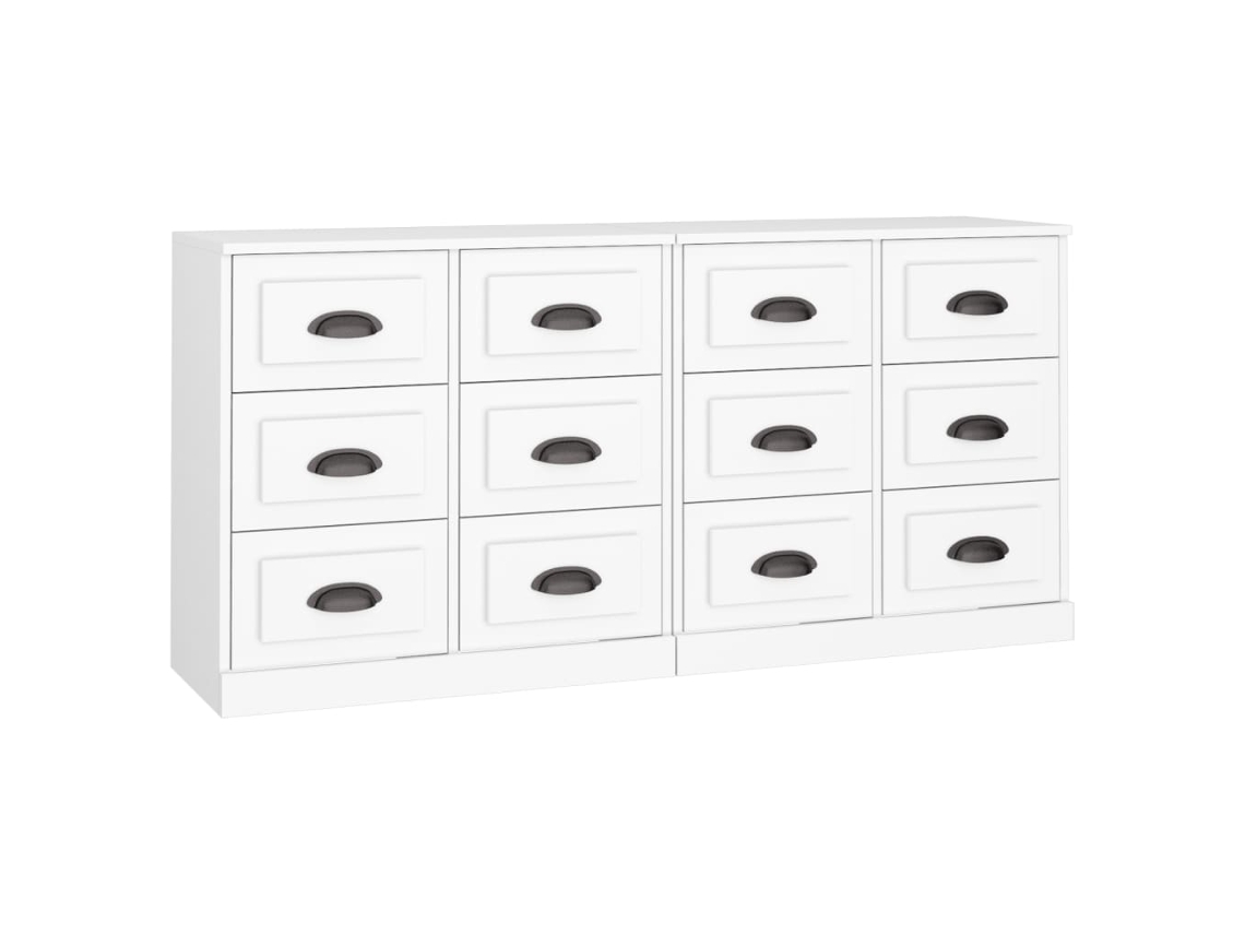 Aparador de 2 piezas, derivados de madera, blanco, EXCLUSIVO DE LA CASA