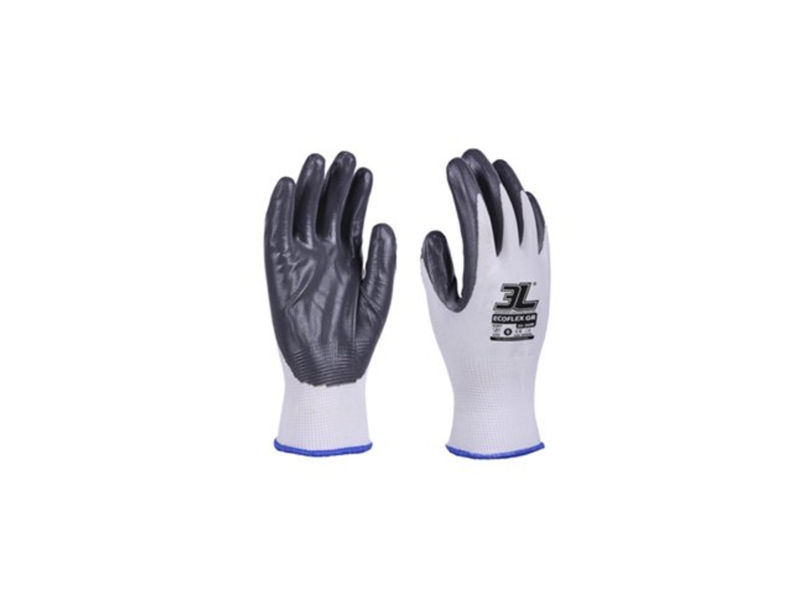 Paquete. 12 Guantes De Nylon Nitrilo Gris Ecoflex Talla Grande 9 3l Internacional