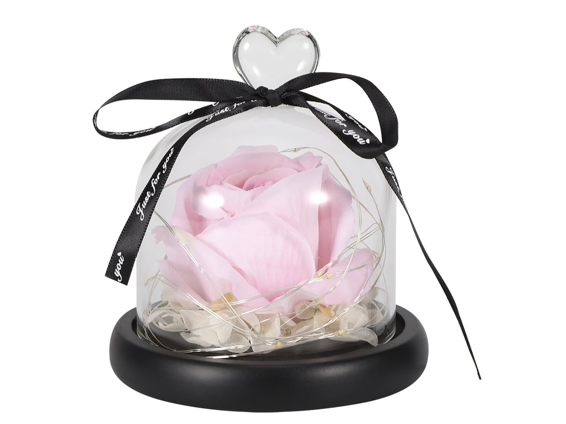 2026-lámpara De Rosa Artificial Con Cubierta De Vidrio Led Luz Nocturna Decoración Regalo Día De San Valentín Rosa
