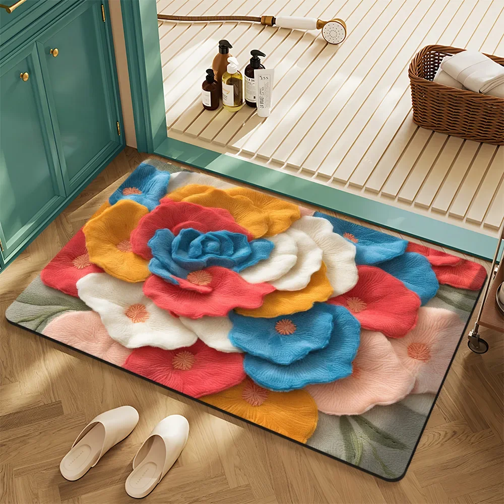 (estilo 6 50x80cm) Alfombra Absorbente De Baño, Suave Y Cómoda, Adecuada Para La Decoración Del Hogar.