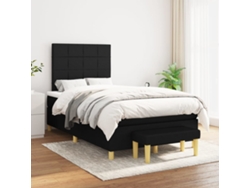 Cama Box Spring Con Colchón Tela Negro 120x200 Cm