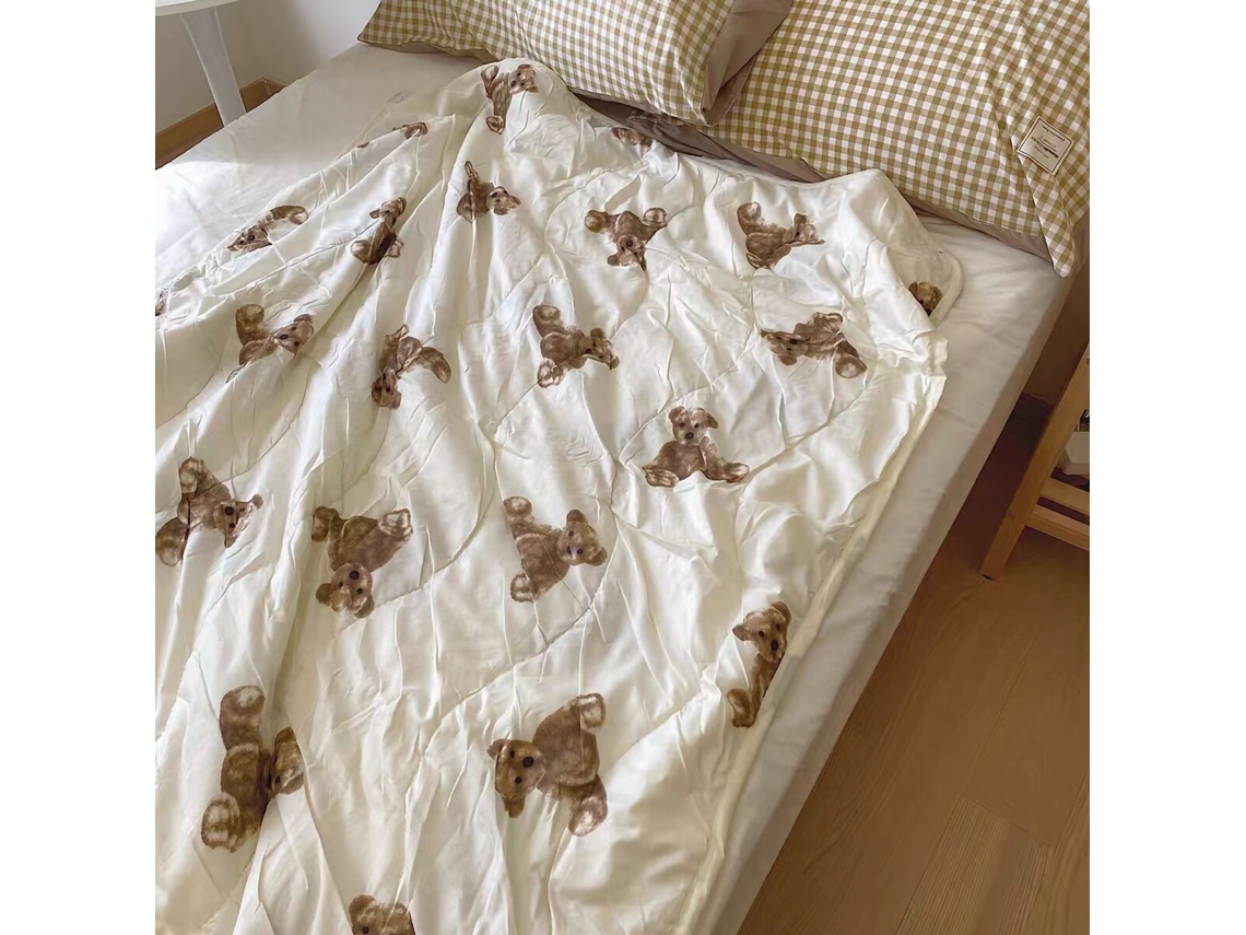 Manta ligera para aire acondicionado con estampado de osos para siestas de verano 150x200