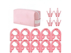 Juego de perchas plegables de viaje CHRUI: 10 perchas con 8 pinzas para la ropa + bolsa (rosa)
