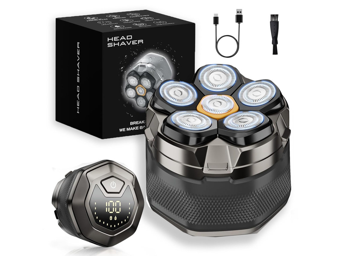 Afeitadora eléctrica MDUG 2 en 1 para hombre, para uso en seco y húmedo, recorta el vello facial y del cuero cabelludo (gris plateado)