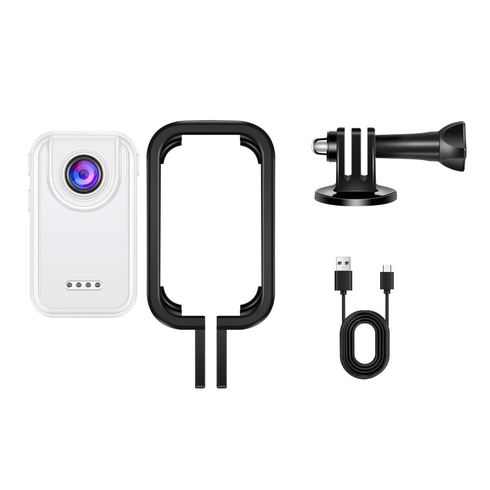 Cámara De Acción De Pulgar 2k (blanca, 64 Gb), 1,47 Pulgadas, Gran Angular De 120 Grados, Kit Deportivo Portátil