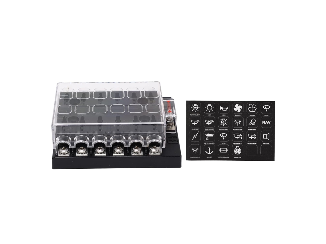 Panel De Fusibles Tipo Cuchilla, Caja Impermeable De Fácil Identificación, 12-36 V Cc, Cubierta Para Barco (12 Vías)