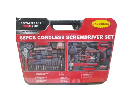 Set de Herramientas ROYAL KRAFT Taladro atornillador 23 nm 1,5 Ah 12 V 68 Piezas