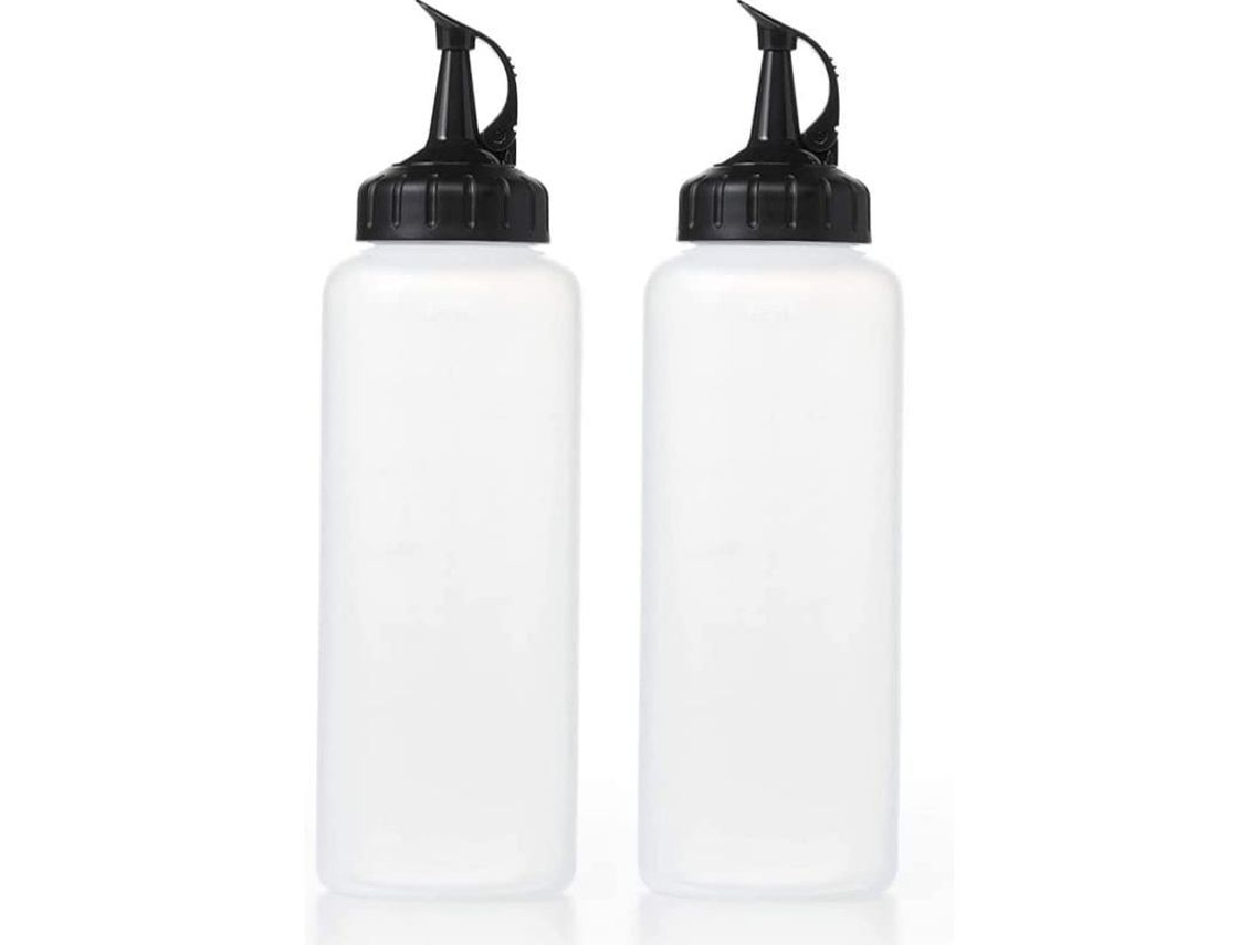 Botella De Plástico Transparente Con Tapa Para Condimentos, Ideal Para Kétchup, Aderezos Para Ensaladas, Etc., 2 Unidades, 350 Ml.