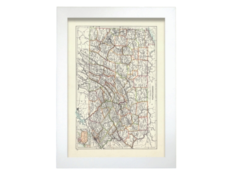 Póster NACNIC Geográficos en Estilo Vintage. Mapa de Pennsylvania de 1885. Ilustraciones de Antiguos Mapamundis en Tonos Sepia. Tamaño A3, Sin Marc...
