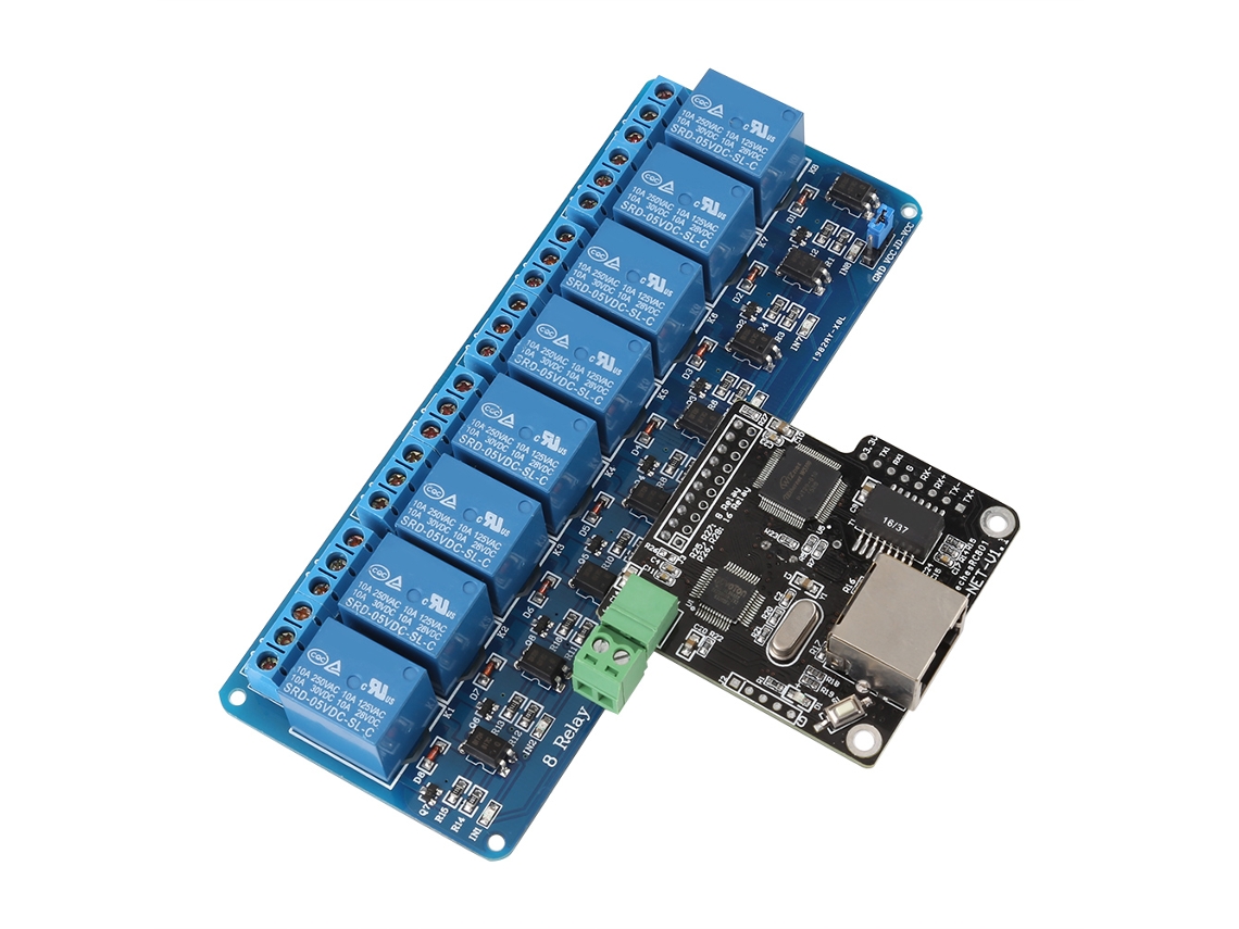 Módulo De Control Wifi Con Puerto Rj45 Y Controlador De Relés De 8 Canales