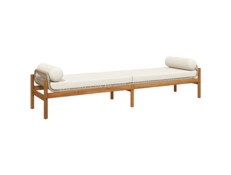 Banco de jardín con cojín ratán sintético VIDAXL acacia beige