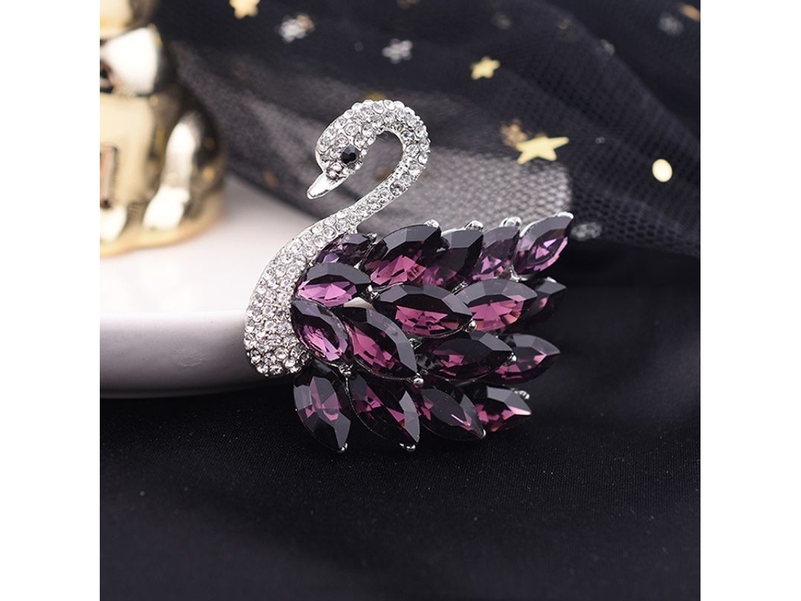 Broche De Cisne De Cristal Con Diamantes De Imitación Para Mujeres Y Niñas.