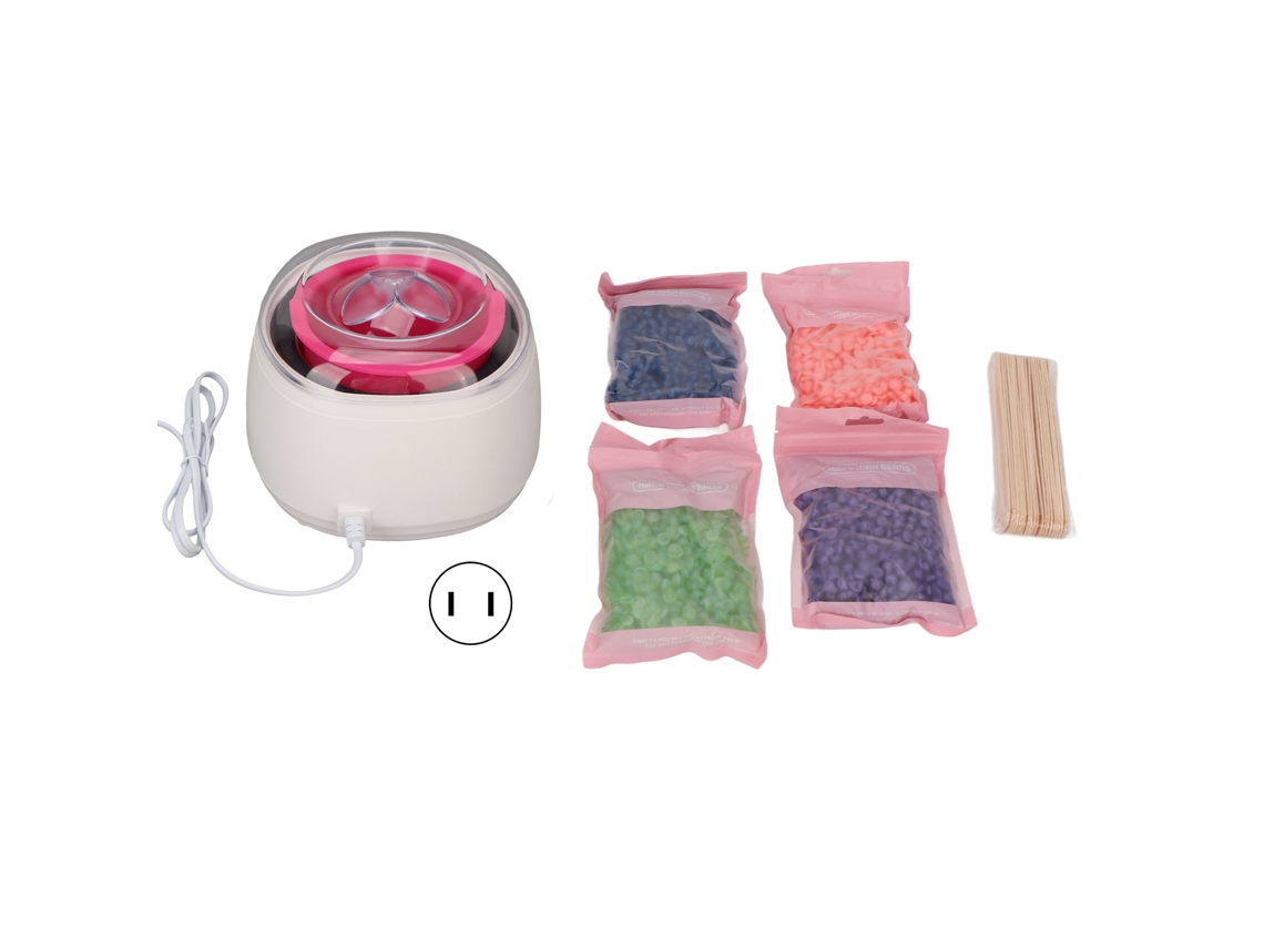 Kit De Cera Depilatoria Con Calentador De Cera Blanca, 4 Bolsas De Cera Dura Para Piernas Y Rostro, 100‑240v Plug Us