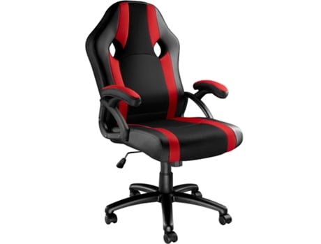 Silla De Oficina Goodman TECTAKE (Negro/Rojo - Piel Sintética - 66 X 65 X 120 cm)