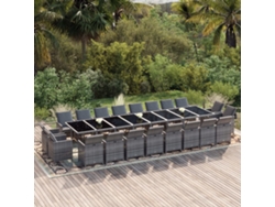 Juego de comedor de jardín de 21 piezas con cojines de mimbre gris DKD Home Decor