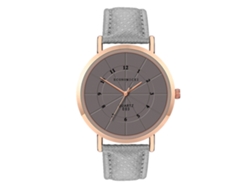 Reloj De Cuarzo Unisex Con Correa De Cuero Pu Moda Dial Grande Redondo Gris