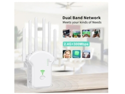 Extensor de WiFi de 300 Mbps, repetidor de señal WiFi inalámbrico de doble banda de 2,4 GHz y 5 GHz con puerto LAN/WAN, extensor de rango de Yizhood.
