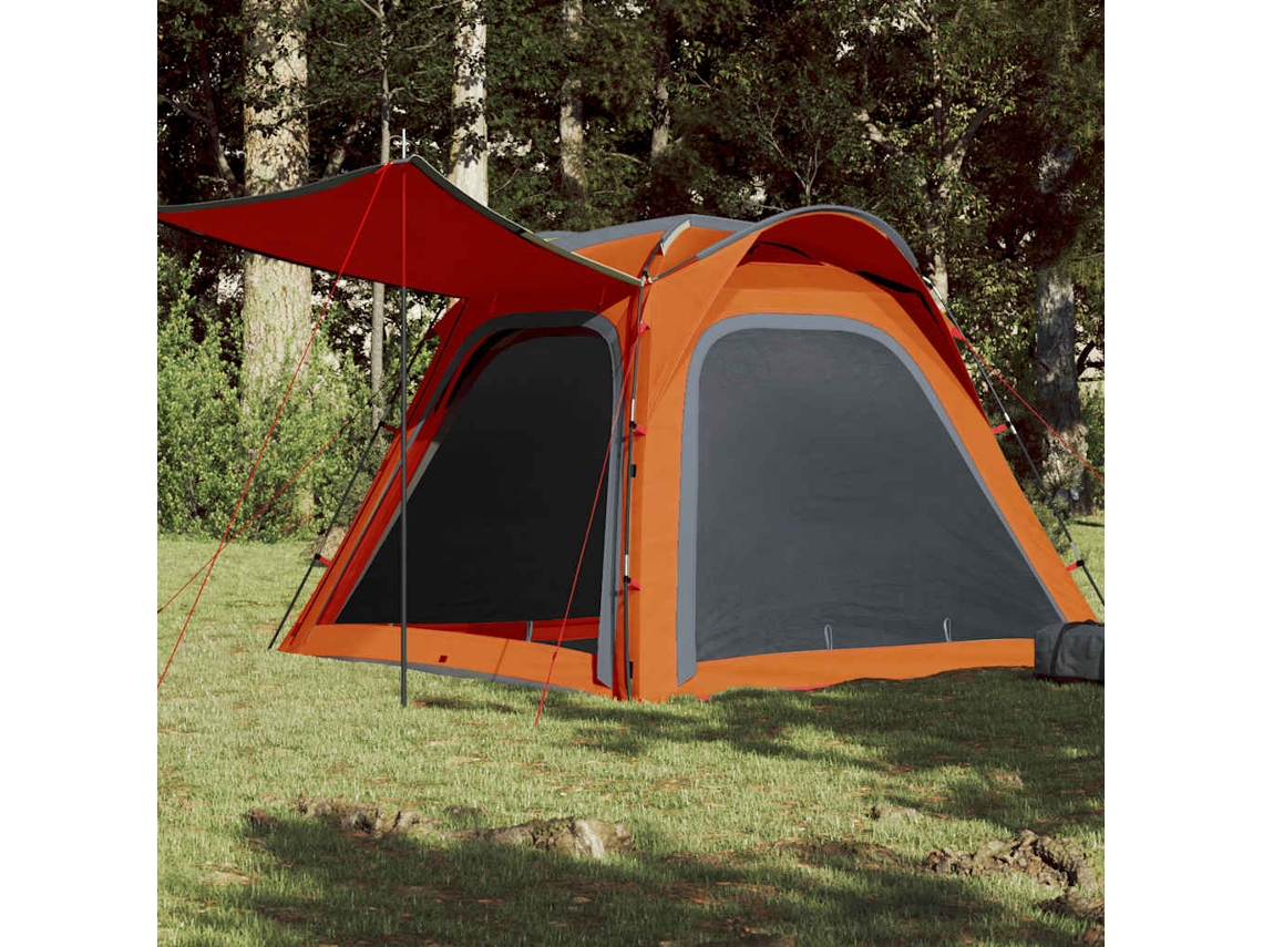Tienda Campaña 4 Pers Impermeable Apertura Rápida Gris Naranja