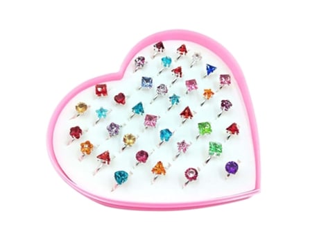 Joyas de Maquillaje de Niña Ajustable, Juegos de Simulación Y Anillos de Disfraces Un 36 Piezas