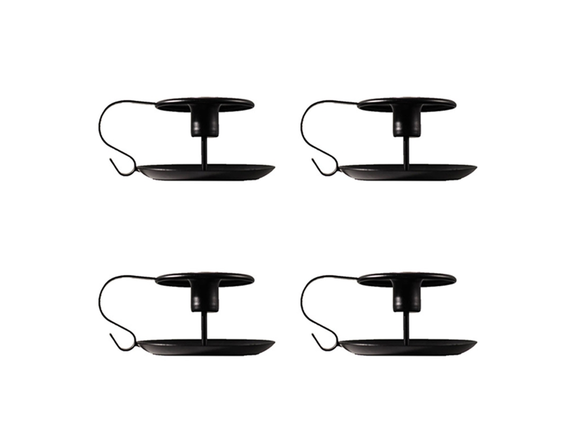 Porta Velas De Hierro Retro, Pintura Al Horno, Manija, Soporte De Vela Para Mesa De Comedor, Negro, 4 Piezas