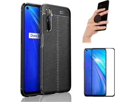 Carcasa, Protector y Popsocket Realme 6 Rugged Leather Negro