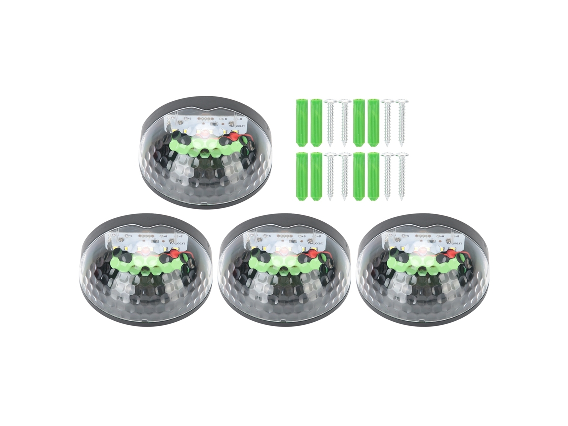 2026-4 Piezas Lámpara De Pared Solar Semicircular Impermeable 6led Luz Blanca Shell Negra Exterior