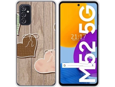 Carcasa Samsung Galaxy M52 5G TUMUNDOSMARTPHONE Corazones Madera Multicolor