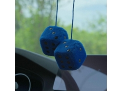 Dados de peluche cuadrados retro con puntos para decoración interior de coche, 7,5 cm, azul