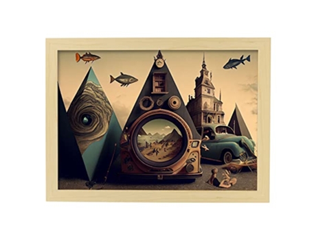 NACNIC Poster Pirámides En Estilo Surrealismo Cinematográfico Ilustraciones Y Grabados De Historieta Abstracta Y Artística A3 Marcos Madera
