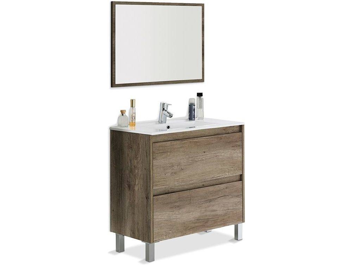 Mueble de Baño ARKITMOBEL 2 Cajones (Marrón - Melamina - 80 x 80 x 45 cm)
