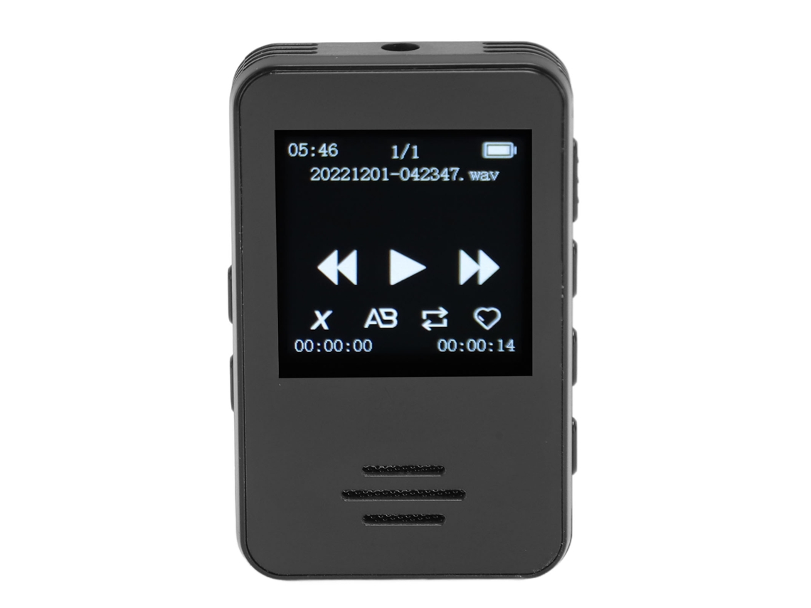 Reproductor MP3 Bluetooth Yizhood Hw A2 de 1,33 pulgadas y grabadora de voz digital (32 GB, color negro)