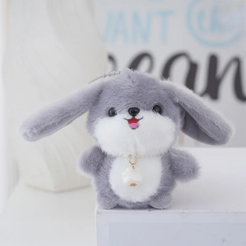 Chaveiro/pingente De Bolsa Em Forma De Coelho Fofo De Orelhas Caídas (cinza), 13 Cm.
