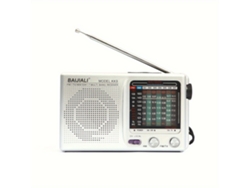 Radio portátil AM FM SW1 7, con altavoz, entrada para auriculares, funciona con 2 pilas AA, color plateado
