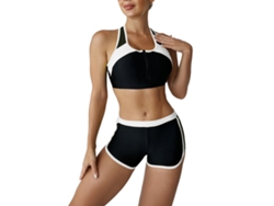 Conjunto de bikini de dos piezas para mujer con cremallera frontal, blanco, talla XXL
