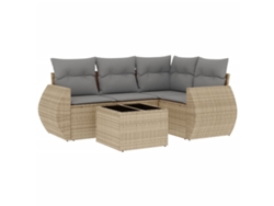 Conjunto 5 de sofás jardín con cojines VIDAXL ratán sintético beige