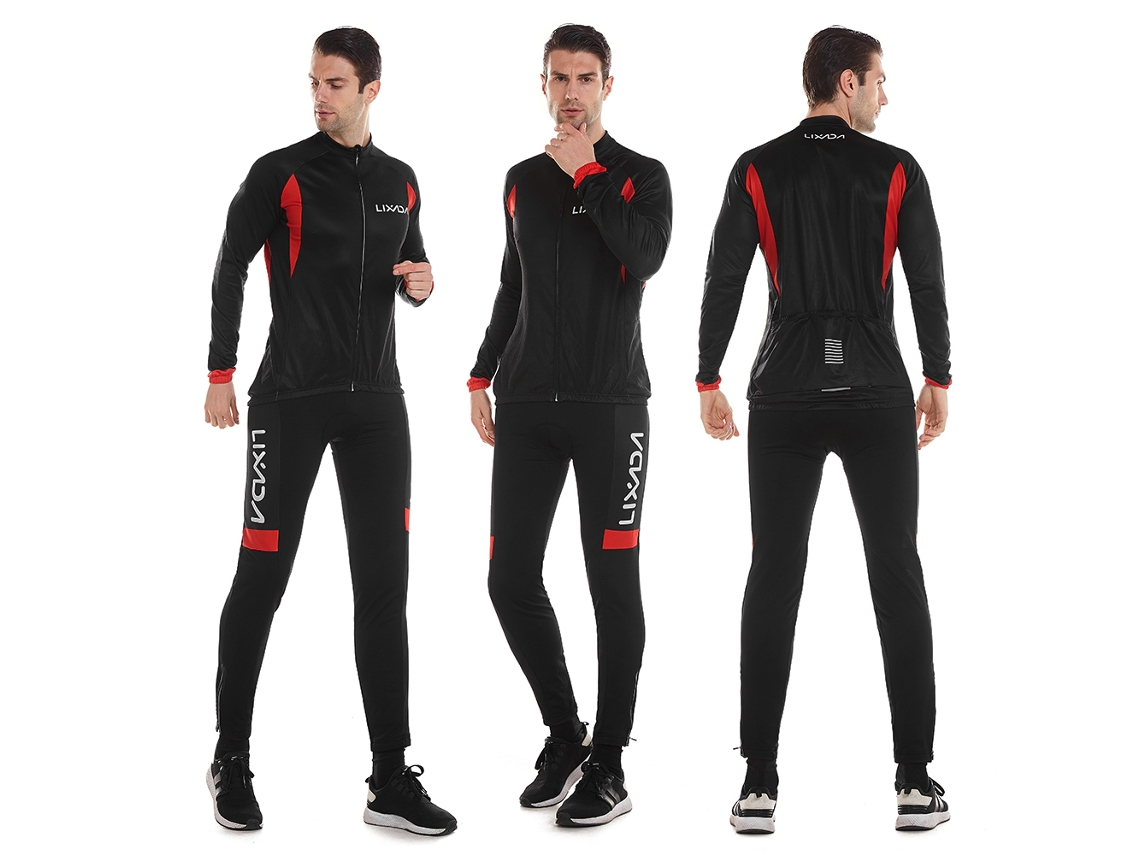 Conjunto De Ropa De Ciclismo Para Hombre - Pantalones De Manga Larga Para Invierno/otoño Con Espuma Protectora