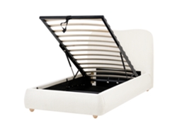 Cama Minimalista Com Cabeceira Beliani Blagnac De Tecido Branco 90x200