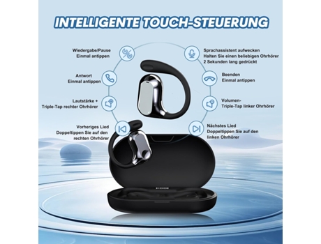 Auriculares abiertos Bluetooth sin cables deportivos Air Line, auriculares sin cables con gancho de oreja, auriculares de conducción ósea sin CHRON...