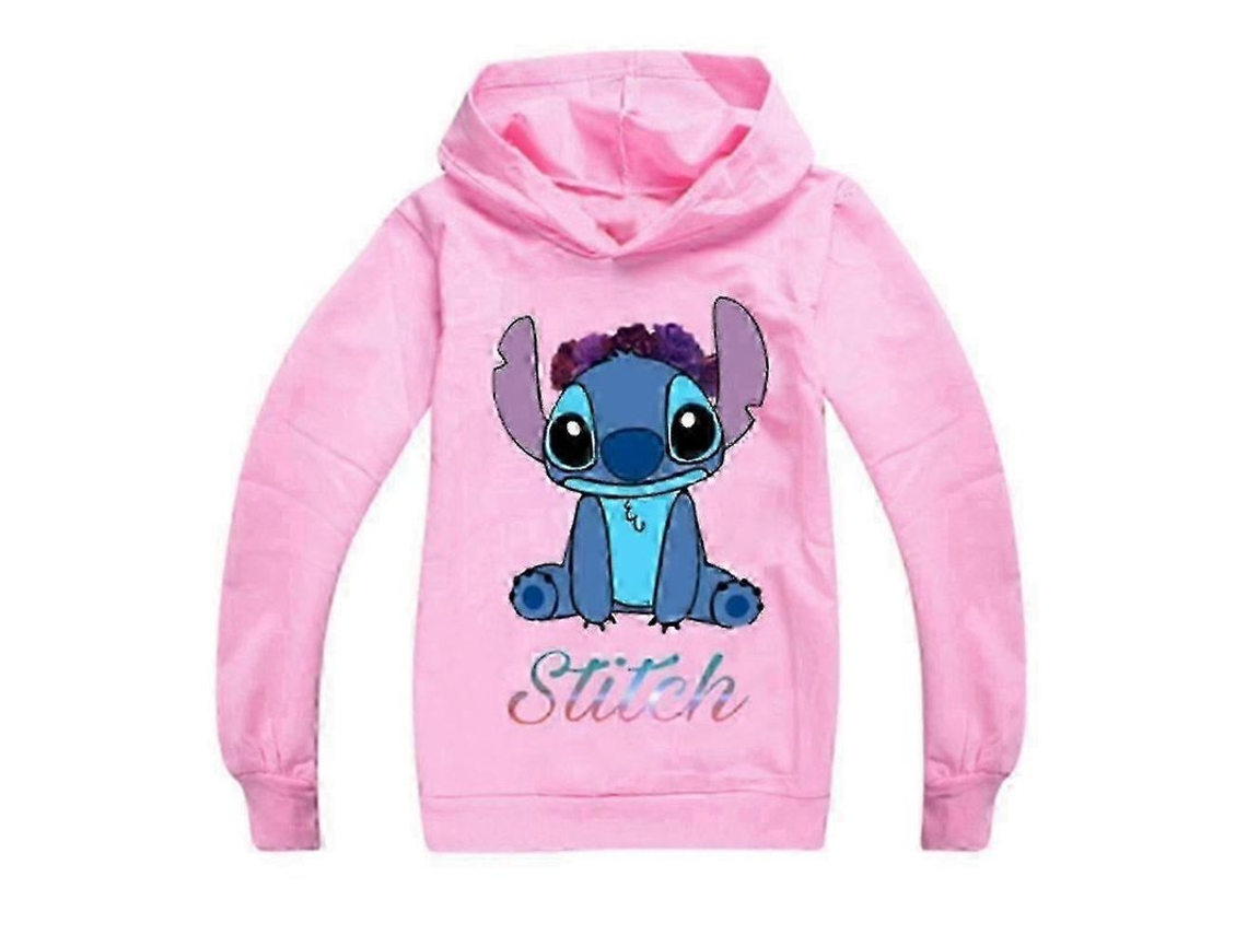 Sudadera Con Capucha Para Niños Niñas Stitch Cute Manga Larga 7-14 Años Rosa 9-10 Años Rosa