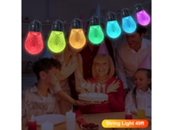 2026-luces De Cadena Rgb 49ft Para Exterior E Interior Impermeables Con Control App Y Remoto Para Bodas Navidad Fiesta Decoración Jardín Balcón