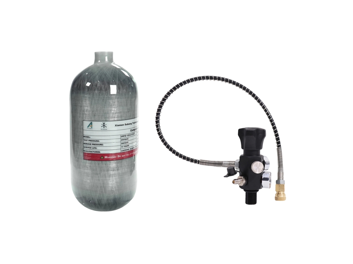 Cilindro de fibra de carbono de alta presión, capacidad de 2,5 L, presión nominal de 300 bar, OEM blanco de 2,5 L
