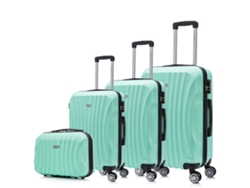 Juego de maletas ABS Rígida 4 pcs/Maleta Cabina 55cm/Maleta Mediana 68cm/Maleta Grande 78cm/Neceser 29cm RAYKONG