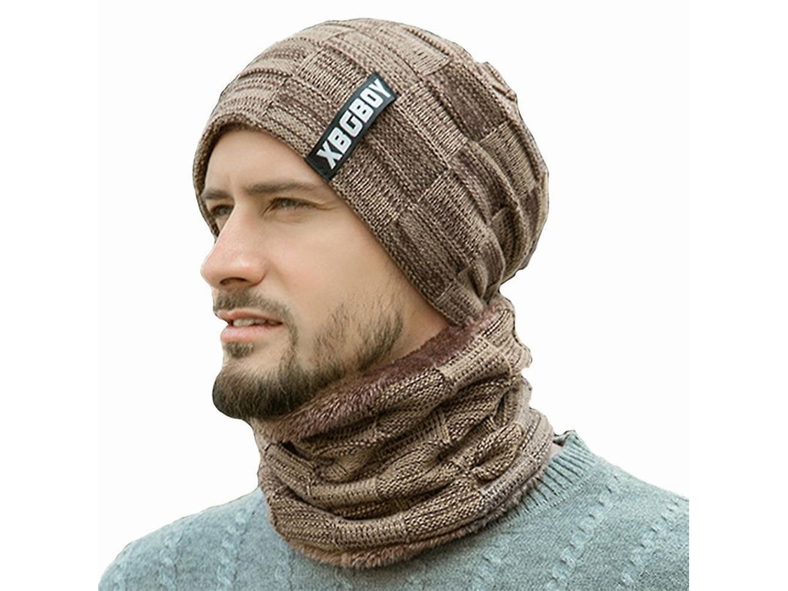 Conjunto de gorro y bufanda de invierno para hombre 2026, cálido y grueso, ideal para esquiar y actividades al aire libre.