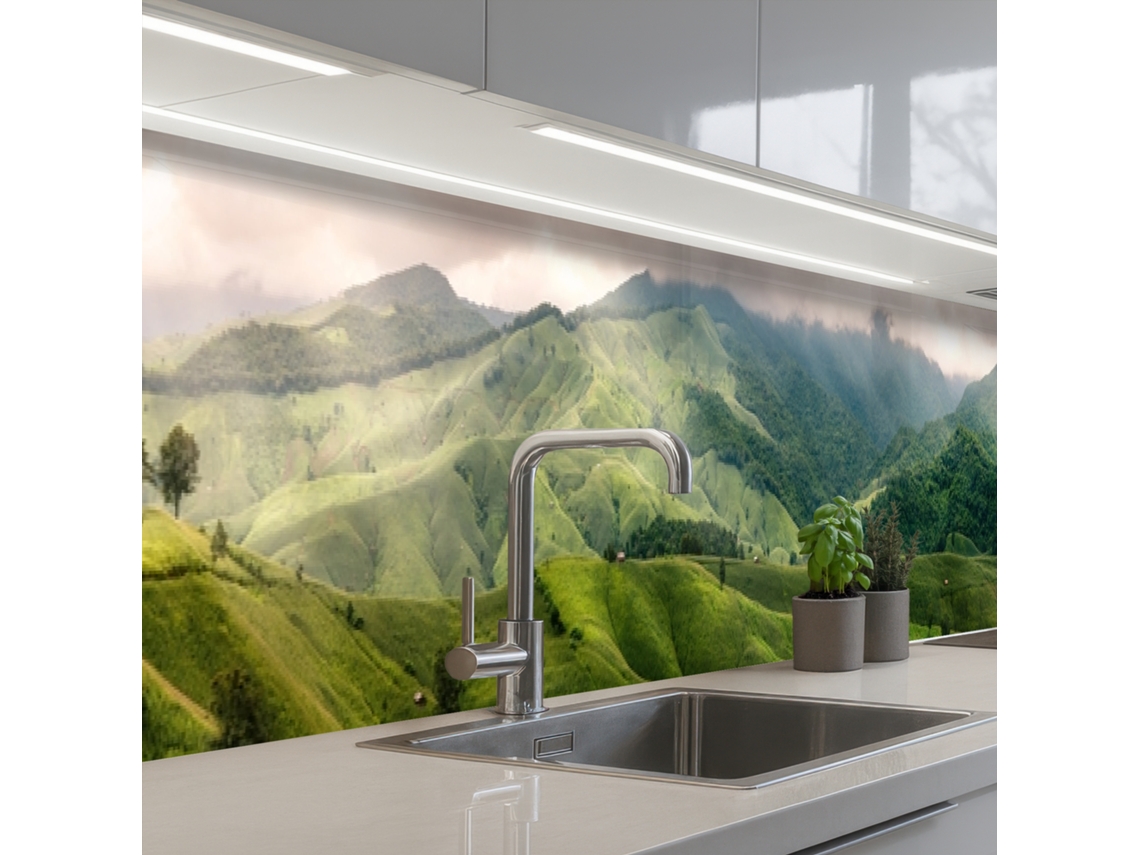 Salpicaderos De Cocina Paisaje - Colinas - Verde 500x60 Cm