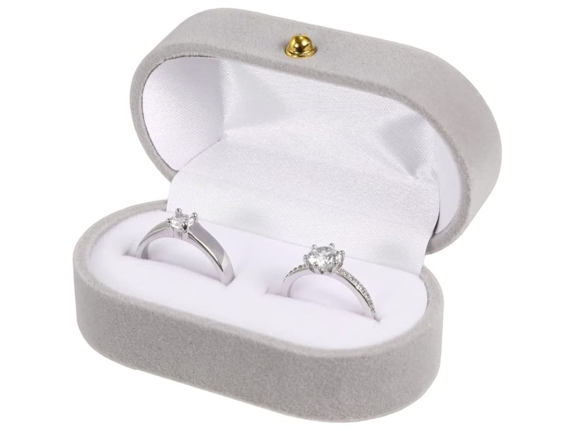 Caja De Terciopelo Para Anillos Con 2 Compartimentos, Ligera Y Duradera, Ideal Para Bodas Y Compromisos.